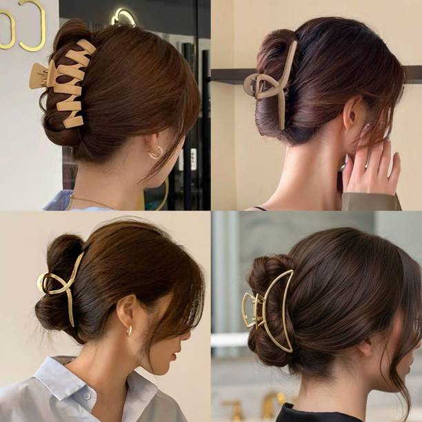 ANOUK Party Wear Metal & Plastic Combo Hair Clutcher Clip for Women Non Slip Claw 4Pcs Hair Clip