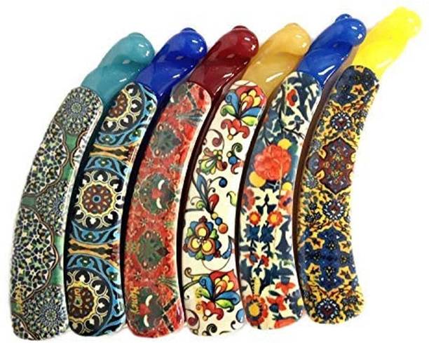 Blubby 6 Pcs Printed Banana Shape Tight Grip Hair Clutcher for Girls & Women Banana Clip