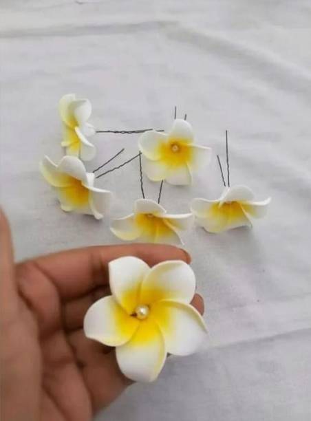 house of common White Fabric Design Hair Pin for Haldi Caremoney Hair Pin