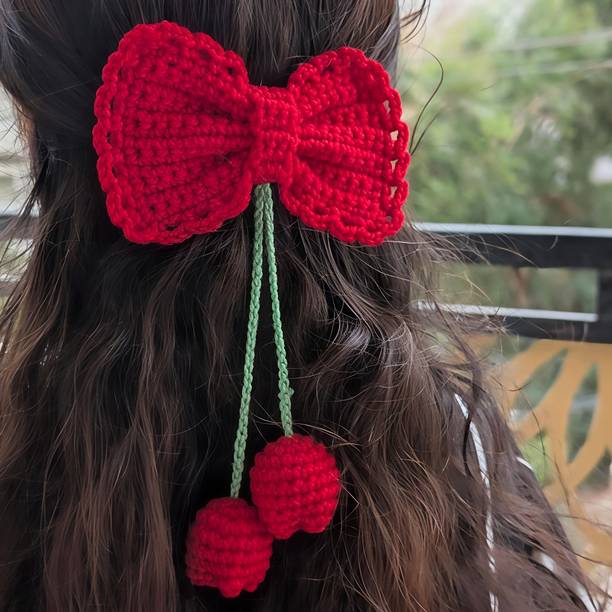 Rajguru Red bow Cherry hairpin Hair Clip
