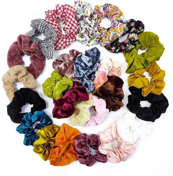 अमेज़िंग कार 25 Pcs Chiffon Floral Hair Scrunchies Ponytail Holder Band For Girls & Women
