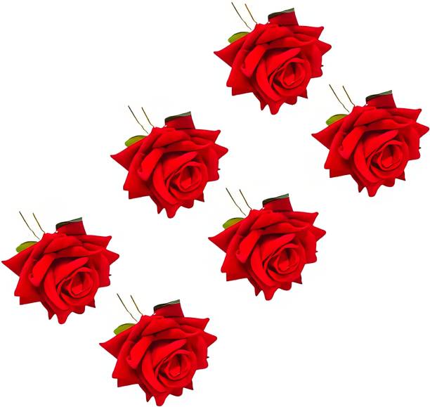UVX fashion & tech Pack of 6 Rose Flower Juda Pin Flower U Shape Pin For Girls & women Hair Pin