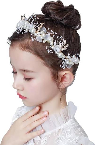 MSVTRADESS Pearl Flower Crown Tiara Headpiece for Women and Girls, Wedding Hair Band Hair Band