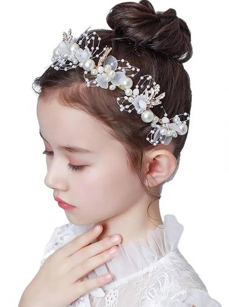 MSVTRADESS Pearl Flower Crown Tiara Headpiece for Women and Girls, Wedding Hair Band Hair Band