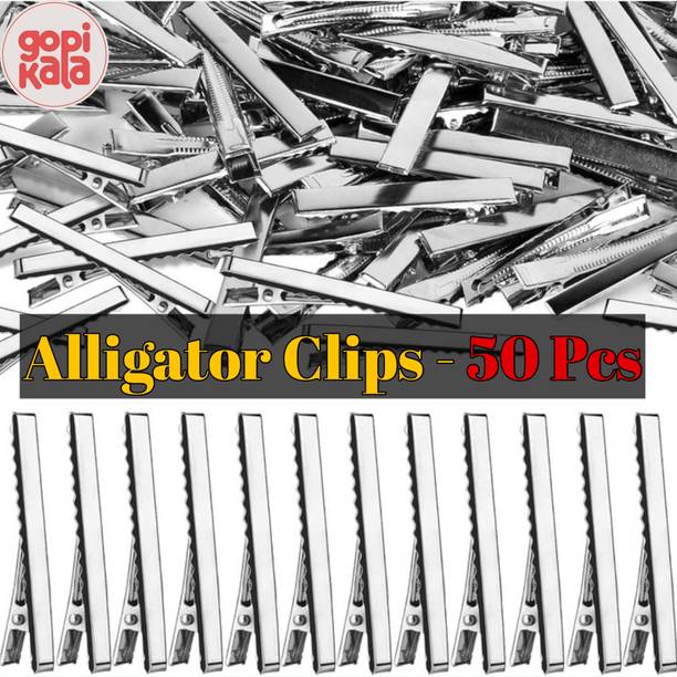 गोपीकला 50 Pcs Silver Metal Alligator Hair Clips