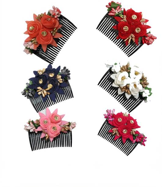 Myra Collection set o f 6 Flower Design Jooda Pin Pearl Hairpin Comb For Women Hair Pin