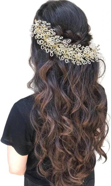 SAMYAK Studded Crystal Bridal Wedding Tiara Hair Vine Bridesmaid Hair Decoration Hair Accessory Set
