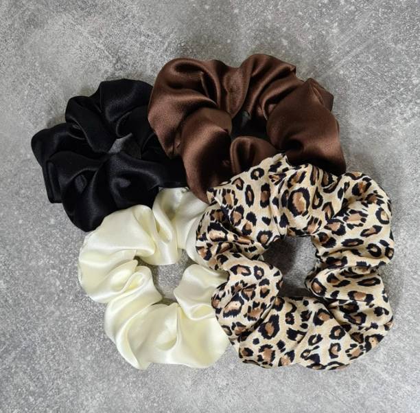 HUMMANBRID Animal Print Hair Scrunchies Silk Satin Hair Tie for Women/Girls Pack of 4 Rubber Band