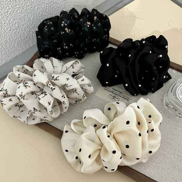 Ashkash 2Pcs French Bowknot Fabric Hair Clip Solid Color Knotted Bow Plastic Banana Clip Banana Clip