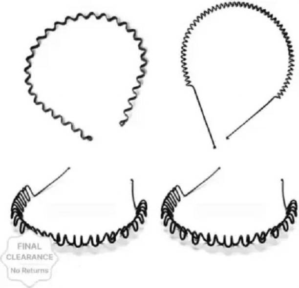 insha collection Pack of 4 Black zig zag hair band wave hairband Metal Head Band Price in India