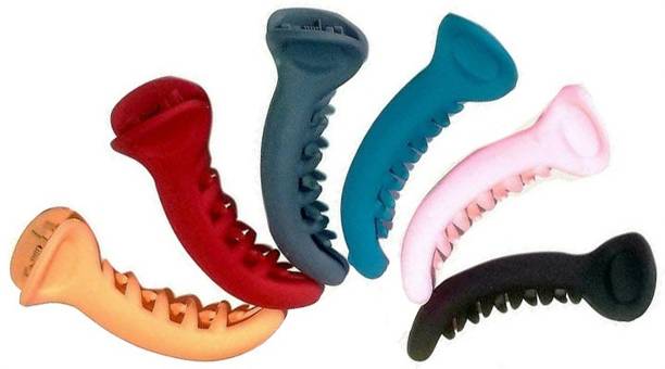 Nyamah sales Banana Shape Hair Clips for Women & Girls Plastic Mirchi Hair Clutcher Matt Multicolor Butterfly Claw Clip (Pack of 6) Banana Clip