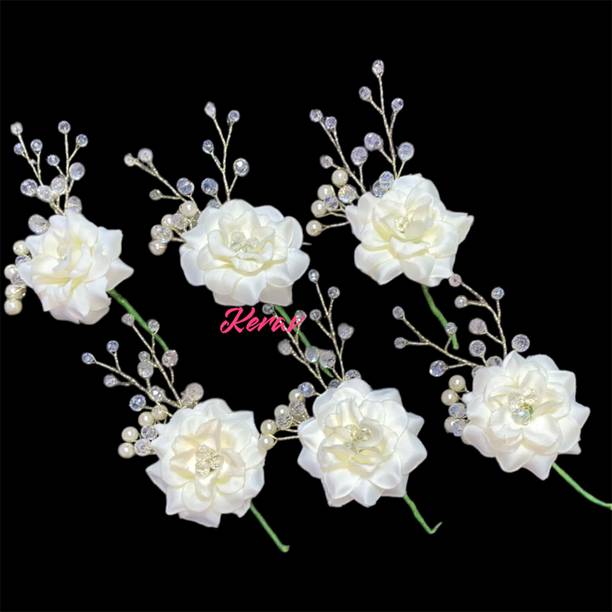 kerav artificial white flower handmed accessory wedding for funtion Hair Pin
