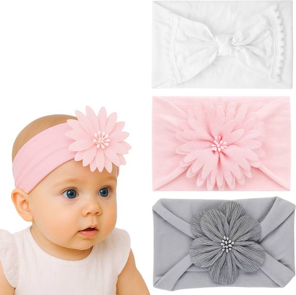 RAINBOW RETAIL Soft Stretch Baby Headbands with Big Bows – 3-Pack Head Band