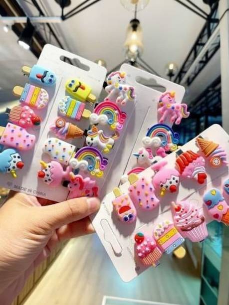 STUTAKRITI 20pcs Rainbow Unicorn Ice Creamt Baby Hairpin For Kids Girls Toddler Barrettes Hair Clip