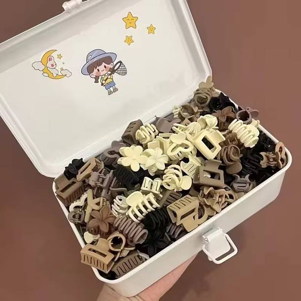 glam bands Pack Of 12 4cm Coffee Clutcher Mix Design Girls Fancy Stylish Small Clips Hair Claw