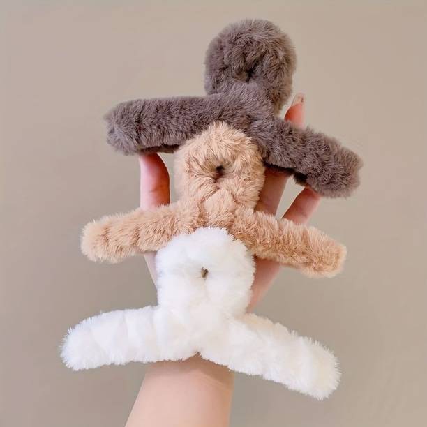 Freebies Korean Fur Big Clutcher Hair Clips claw For women, hair accessories 3pcs Hair Clip
