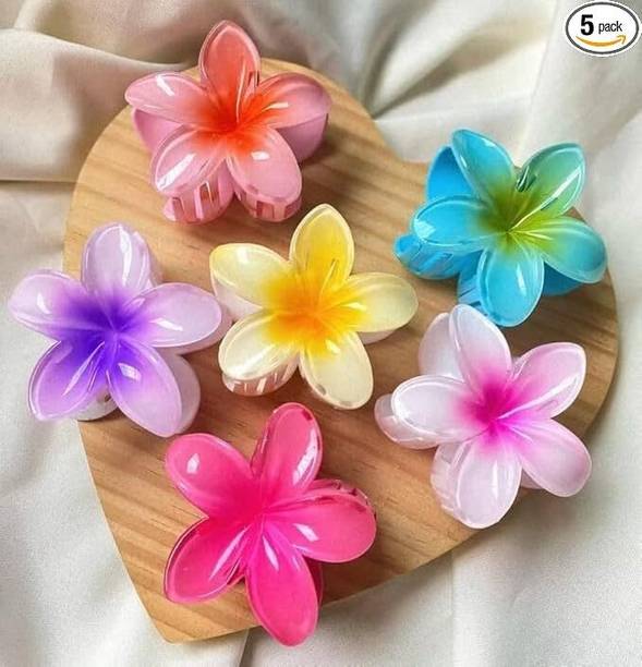 StyleShine 5 Pcs Flower Claw Clip For Hair Multicolor, Hawaiian Flowers Hair Clip