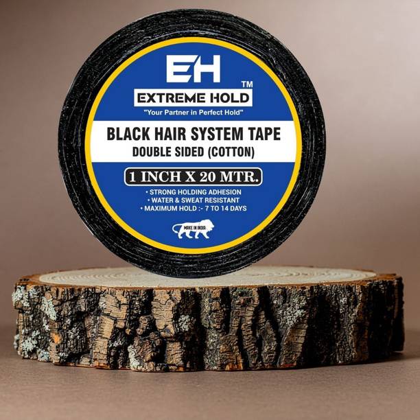 EXTREME HOLD Black Hair System Double Sided Cotton Tape 1 Inch x 20Meter for Wig & Hair Patch Hair Accessory Set