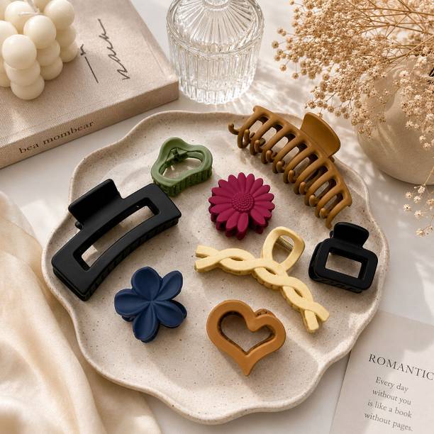 Vivica Matte Korean Hair Claw Clips 8 Set for Women & Girls (Multicolor) Hair Claw Hair Clip