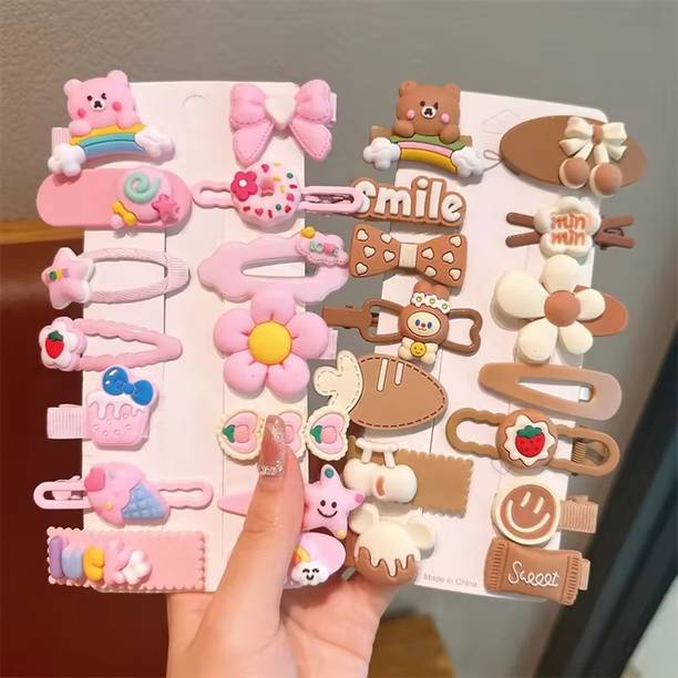 locklux 28pcs Trending Korean Kids Cute Unicorn Clips Combo Babygirls Fancy Party Clips Hair Clip