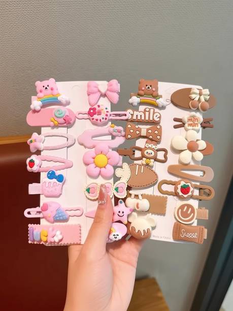glam bands Combo of Pink&Brown Cute Unicorn Clips Kids&Baby 28pcs Fancy Style Party Clips Hair Clip