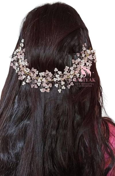 THE MAXIM Crystal Pearl Hair Tiara Vine Hair Headband Headdress Hair Jewellery For Women Bun Clip