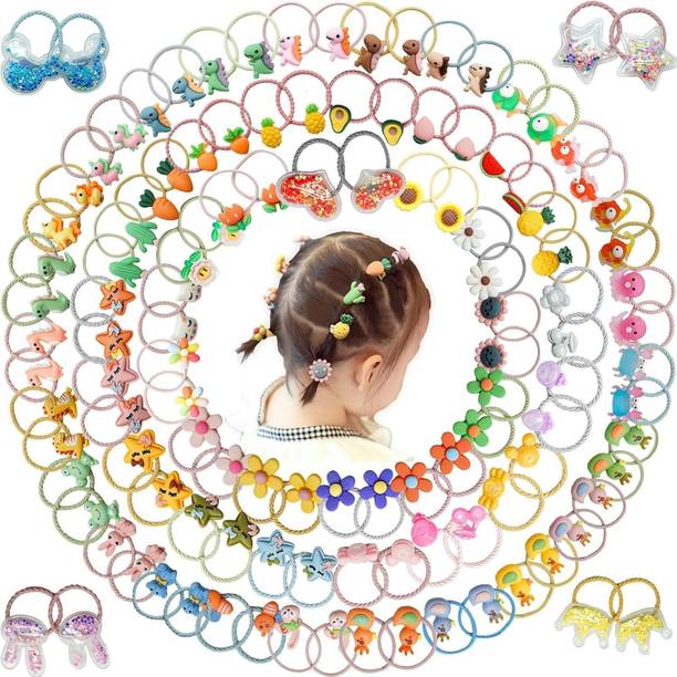 Tintoo 20 Pieces Cute Girls Hair Tie Colorful Elastic Kids Hair Band Ropes Cartoon Band Hair Band