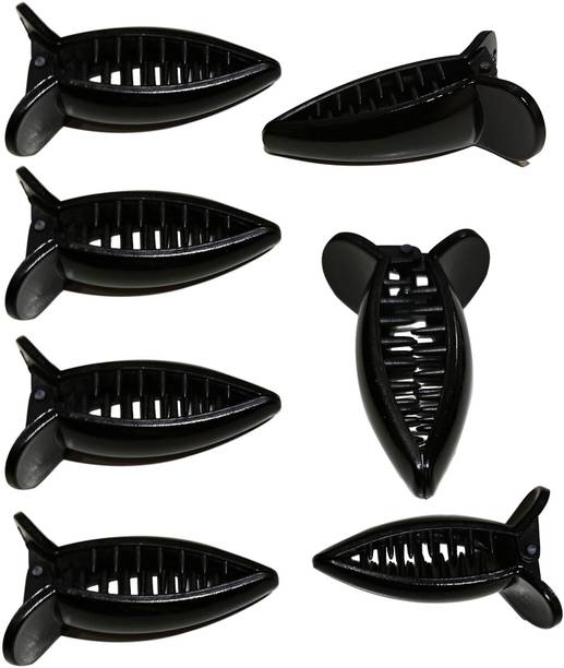 BHARATGAURAV Butterfly Clips Claw Hair Clutchers, Medium Size, Tight Grip, Pack of 6, Black Banana Clip