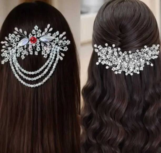 ZaidAdorns white tiara + 1 Rose tiara latkan Hair Accessory Set