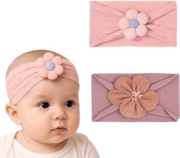 RAINBOW RETAIL Adorable Baby Headbands Set – Soft Bows and Flower Turbans for Newborns Head Band