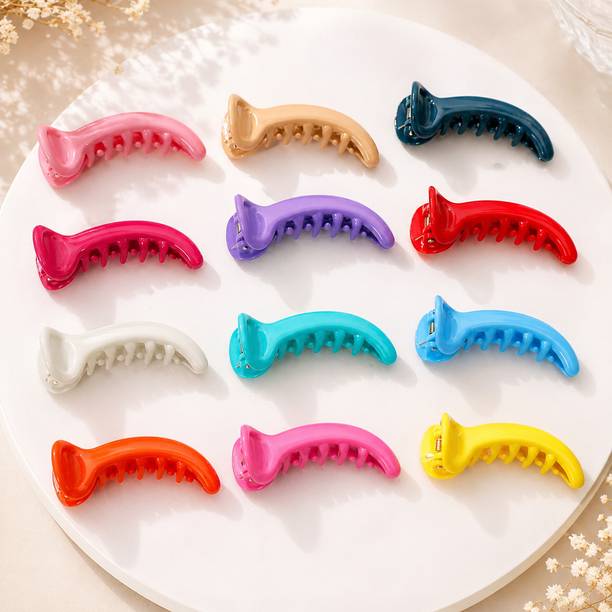 Myra Collection fashion Women's Plastic Banana Medium Hair Clutcher (MULTI) PACK OF 12 Banana Clip
