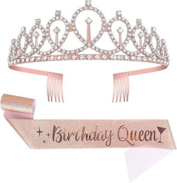 RENESMEE Tiara Crown with Belt Hair Band