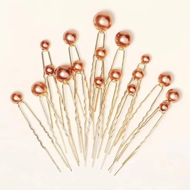 Ashkash Pieces Wedding Faux Pearl Bridal Rhinestone Pearl Hair U Shaped Bobby Pins Hair Pin