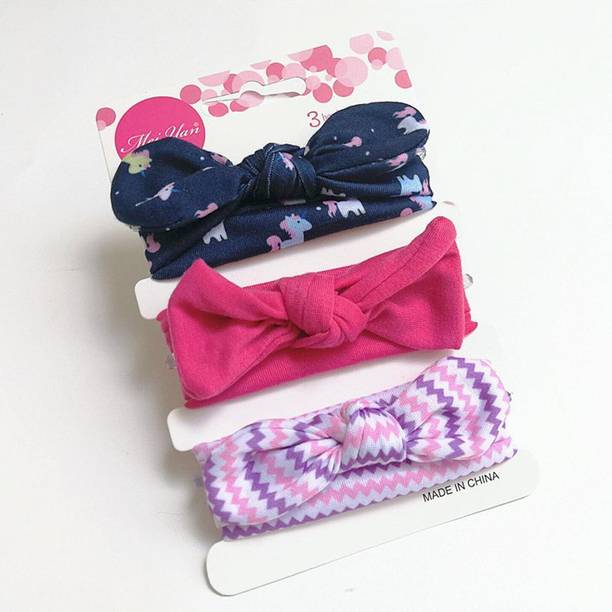 सिगा 3 Pcs Children's Hairband Elastic Headband Suit Baby Girls Headdress Hair Accessories - Blue