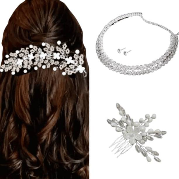 SAHIR new combo Trendy hair tiara necklace choker bracelete and pin for women hair combo