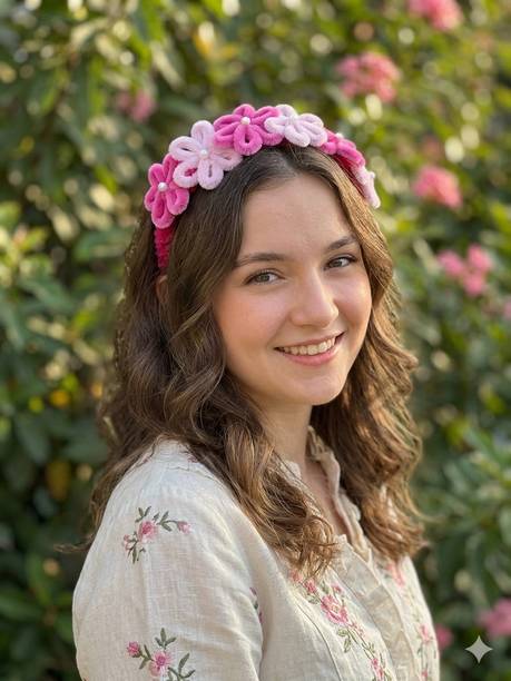 FloraStyle Soft Fuzzy Flower Crown Headband for Women & Girls Hair Band