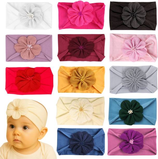 Anna Stella Adorable Baby Girl Headbands with Fabric Flower – 13 Pack Head Band