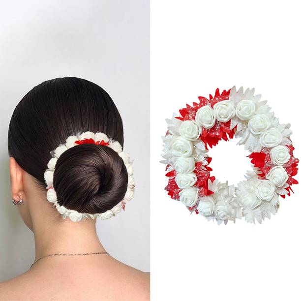 VIVIAN Artificial Bridal Rose Petal Flower Red Tiara Gajra (Pack of 1) Hair Accessory Set