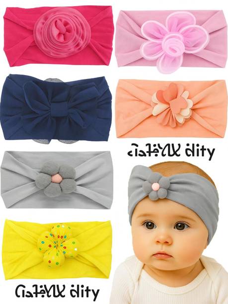 Anna Stella Baby Girl Colorful Headbands Set 6Pcs Soft Elastic headbands with Bows & Flowers Head Band