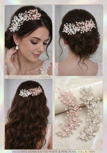 Trivang Pink & White Combo set Bridal Hair Accessories for girl & women hair combo