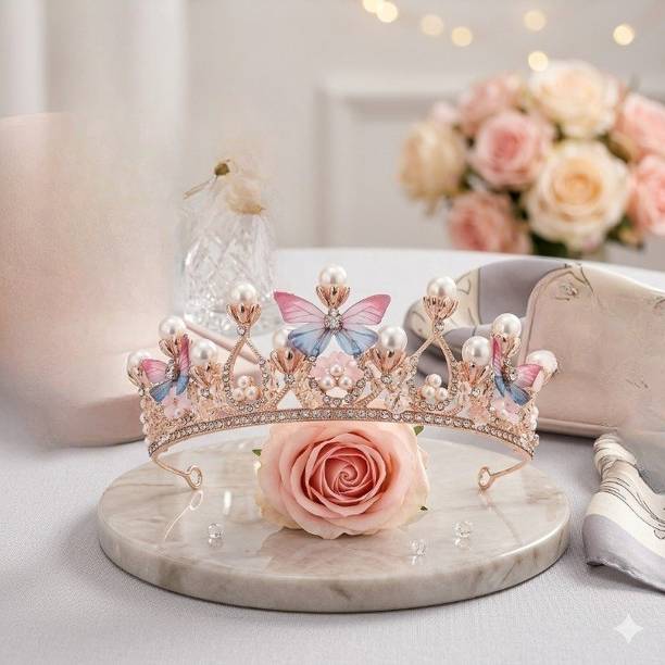 RVIQEHAA Girls Crystal Tiara Crown Women Flower Hair Band (Multicolor) Hair Band