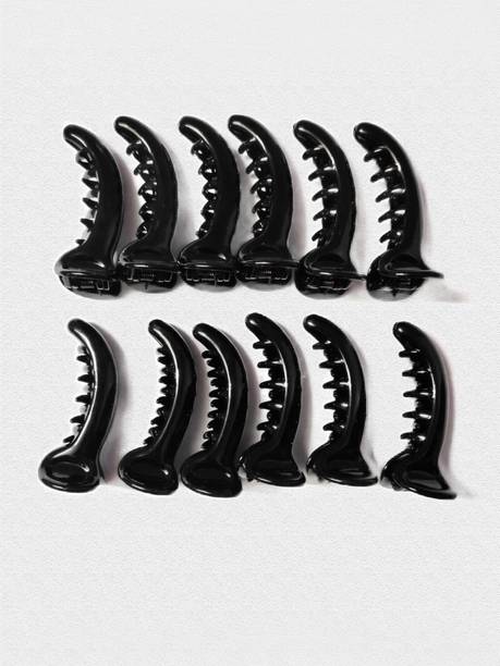 Idha Heavy Duty Mirchi Black Banana Hair Clips Pack of 12 Pcs Banana Clip