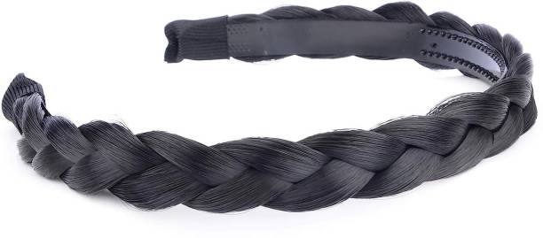 HOMEPIC Plastic Braided Headband Synthetic Hair Plaited Head Band wig Hairband - Black Head Band Price in India