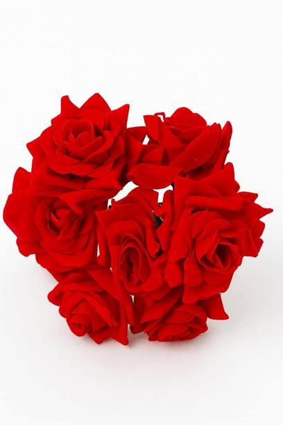 GLIMM Red Rose Hair Accessories for Women for Buns, Party and Wedding. Hair Pin