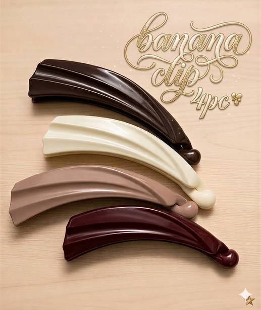 APSAMBR Pack of 4pc Banana clips matte finish medium size Banana Clip