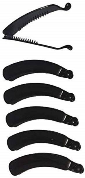 Ligament Fashion Multi Color pack of 6 Plastic Printed Banana hair Clutch/Clips for Girls Hair Clip