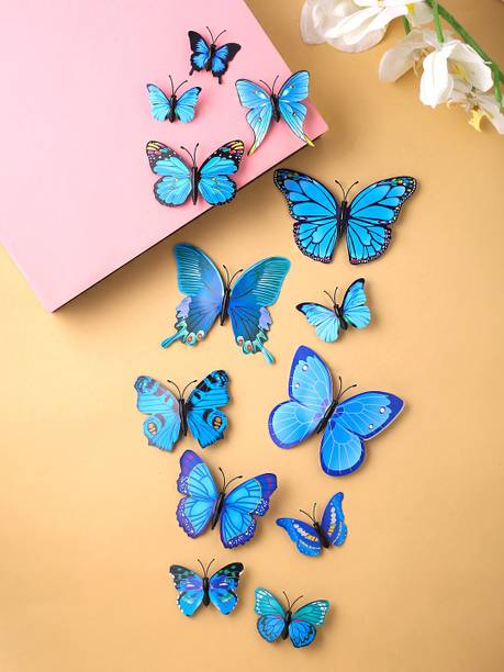 YELLOW CHIMES 12 Pcs Blue Butterfly Hairclips for Women Hair Accessories Blue Aligator Clips Hair Clip