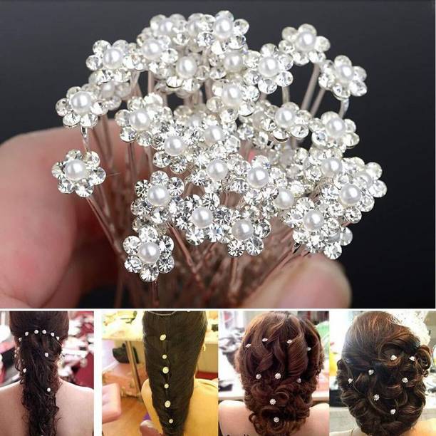 SUKUN Flower Juda Pins U Juda Bobby Pins for Women and Girls,Bridal(Pack Of 12) Hair Pin