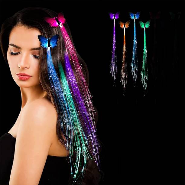 माउवटोर LED Flashing Light Butterfly Hair Clip Led Braid Party Hair Accessory for Girls