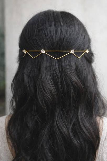 MAYUJA Elegant Crystal Zig Zag Hairband for Women | Party, Festive & Daily Wear Hair Band
